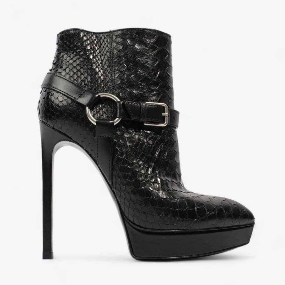 Saint Laurent Black Python Platform Boots - image 1